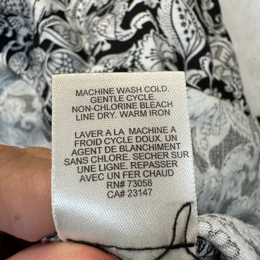 Talbots Maxi Skirt Women 8 Black White Floral Paisley Linen Blend Boho Coastal - Picture 6 of 10